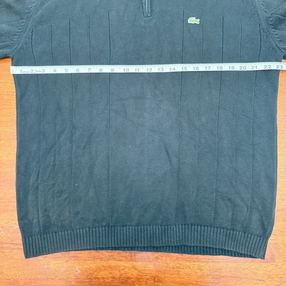 Lacoste Black Quarter Zip Sweater Ribbed Elbow Patches Mens Size‎ 7 US Size XL